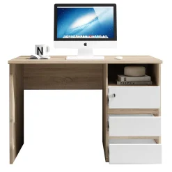 Schreibtisch Primos 110cm mit 3 Schubladen - Eiche/Weiß