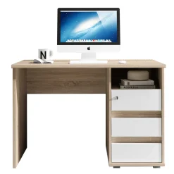 Schreibtisch Primos 110cm mit 3 Schubladen - Eiche/Weiß