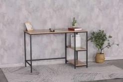 Schreibtisch Riko 120cm mit 2 Ablagen - schwarz/braun