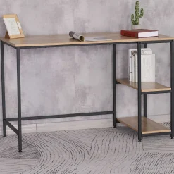 Schreibtisch Riko 120cm mit 2 Ablagen - schwarz/braun
