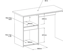Schreibtisch Rue 110cm mit Schrank - weiß/grau oder weiß/rosa