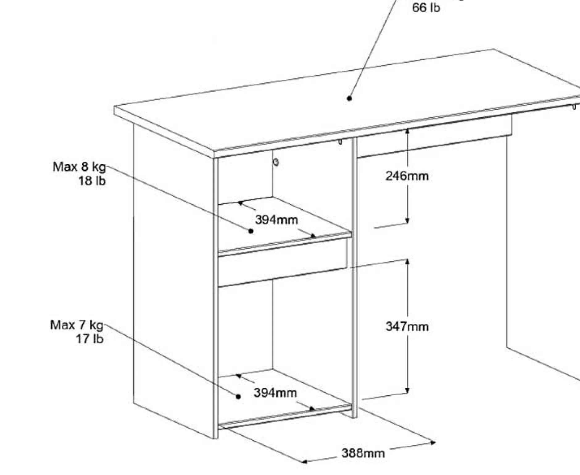 Schreibtisch Rue 110cm mit Schrank - weiß/grau oder weiß/rosa