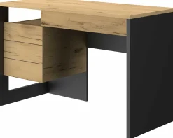 Schreibtisch Rush 119cm, 1 Tür und 1 Schublade - Eiche Dekor/schwarz