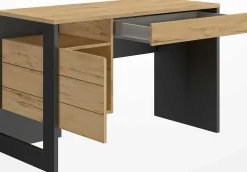 Schreibtisch Rush 119cm, 1 Tür und 1 Schublade - Eiche Dekor/schwarz