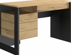 Schreibtisch Rush 119cm, 1 Tür und 1 Schublade - Eiche Dekor/schwarz