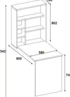 Schreibtisch Sedir - 100% MELAMINE - Eiche - 59 x 80,2 x 90 cm
