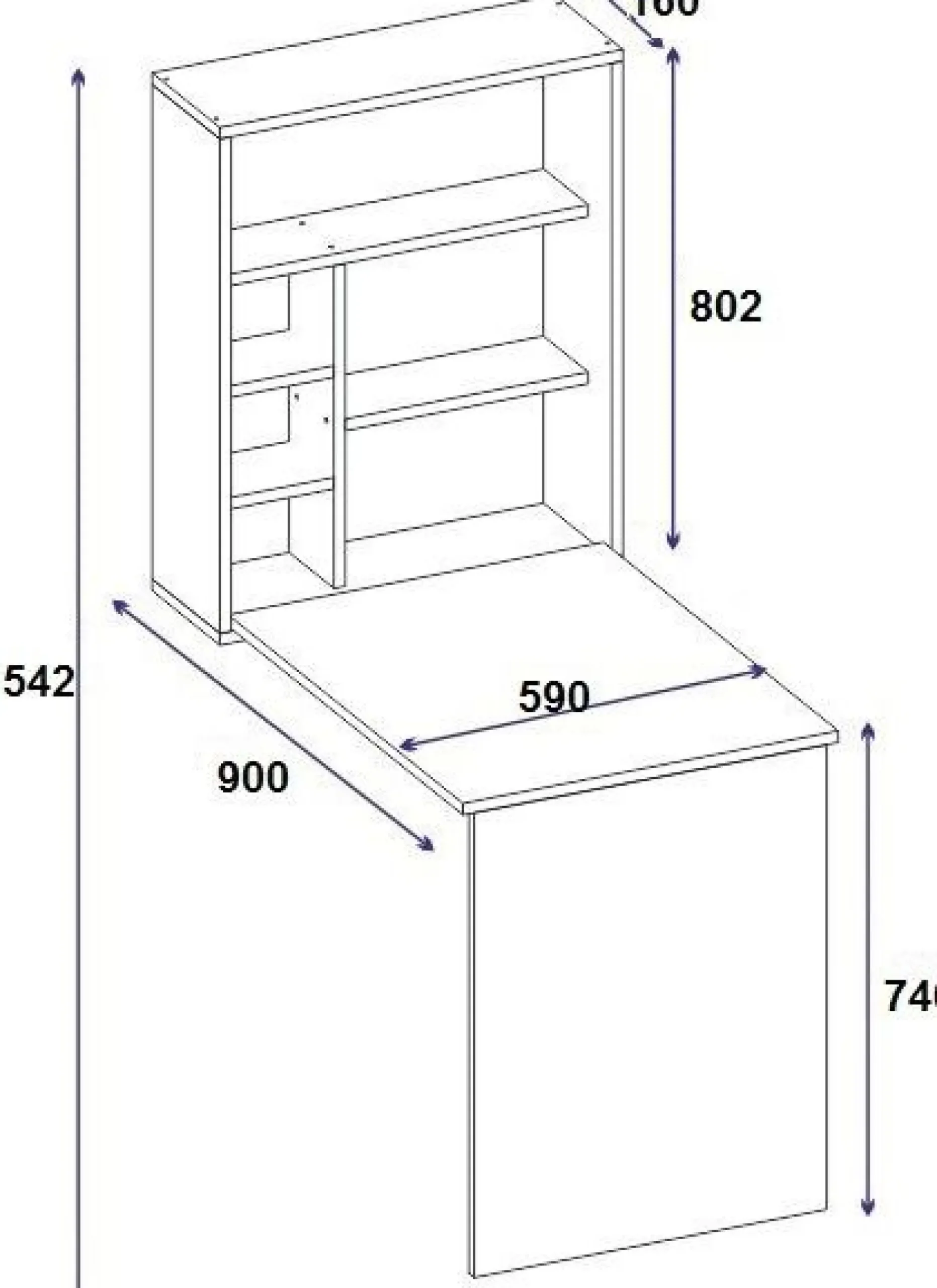 Schreibtisch Sedir - 100% MELAMINE - Eiche - 59 x 80,2 x 90 cm
