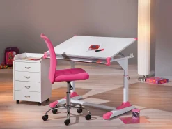 Schreibtisch Tamara mit kippbarer Tischplatte - Grün/Rosa