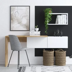 Schreibtisch Tiff - 100% MELAMINE - Weiß - 145 x 74 x 45 cm