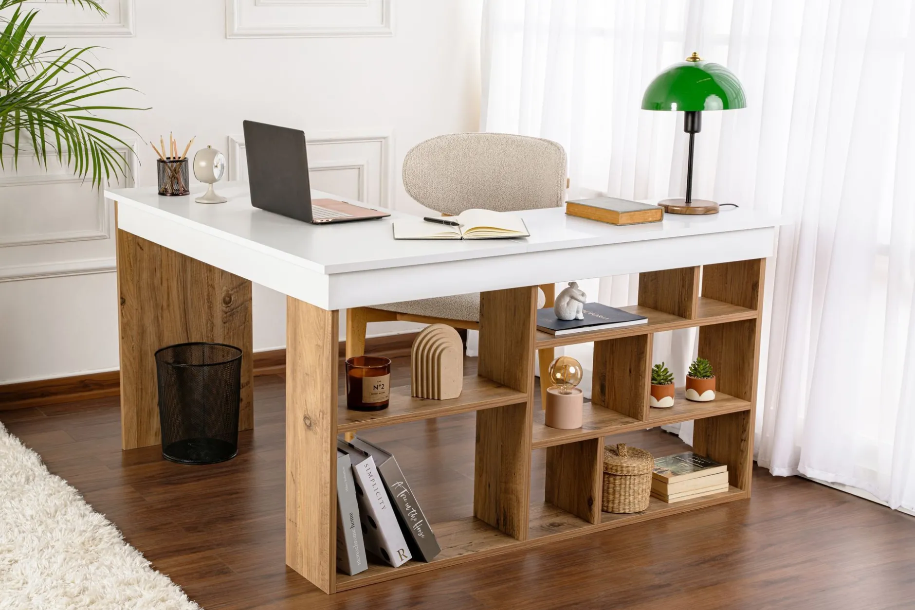 Schreibtisch Vesper - 100% MELAMINE - Weiß - 72 x 120 x 130 cm