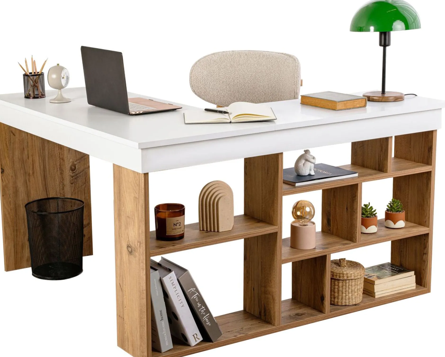 Schreibtisch Vesper - 100% MELAMINE - Weiß - 72 x 120 x 130 cm