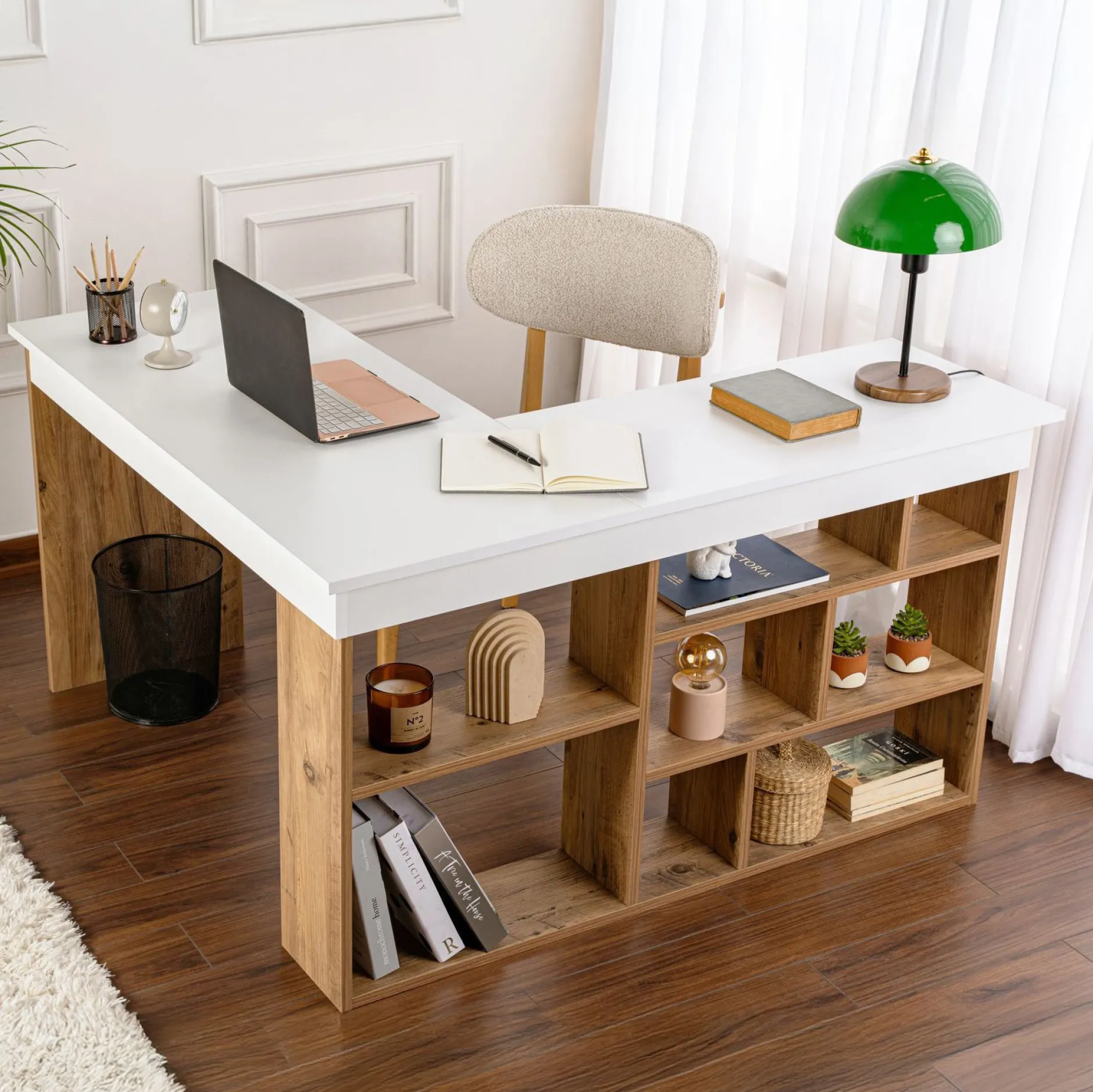 Schreibtisch Vesper - 100% MELAMINE - Weiß - 72 x 120 x 130 cm
