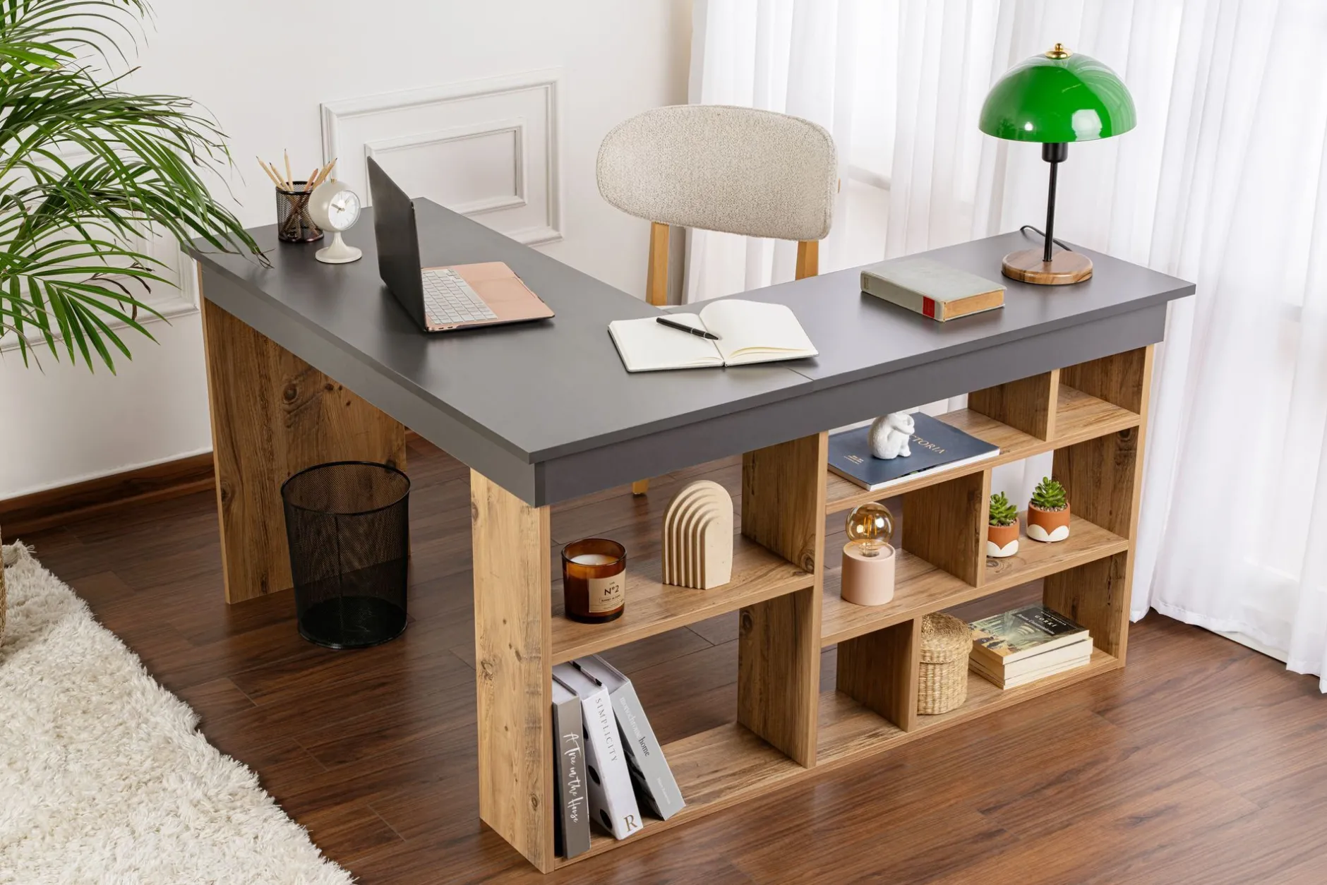 Schreibtisch Vesper - 100% MELAMINE - Anthrazit - 72 x 120 x 130 cm