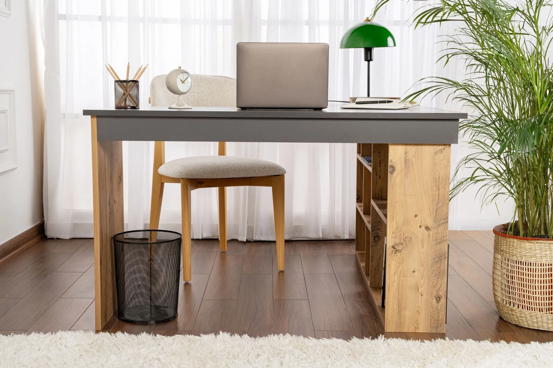 Schreibtisch Vesper - 100% MELAMINE - Anthrazit - 72 x 120 x 130 cm