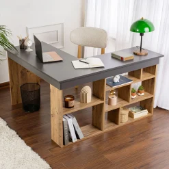 Schreibtisch Vesper - 100% MELAMINE - Anthrazit - 72 x 120 x 130 cm