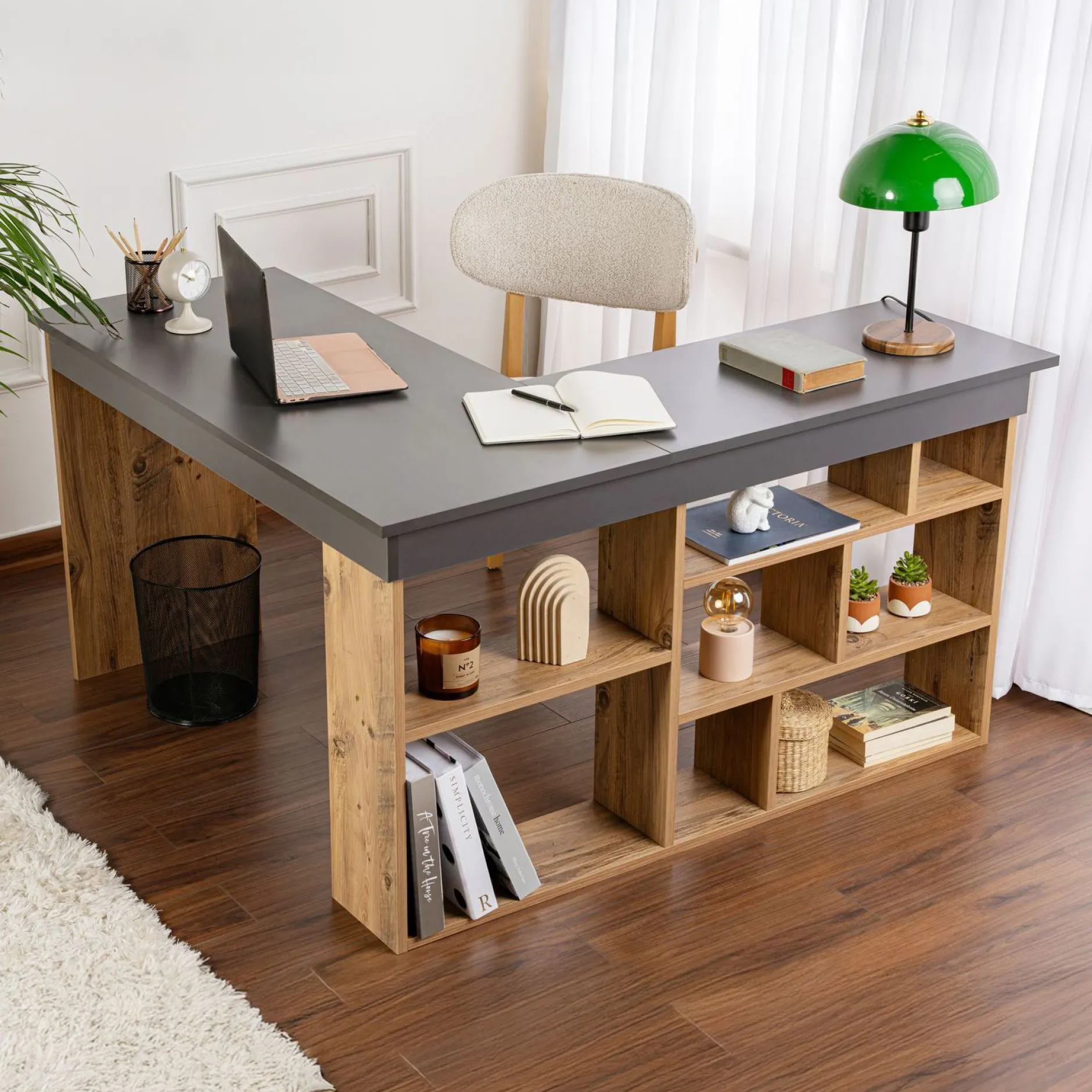 Schreibtisch Vesper - 100% MELAMINE - Anthrazit - 72 x 120 x 130 cm