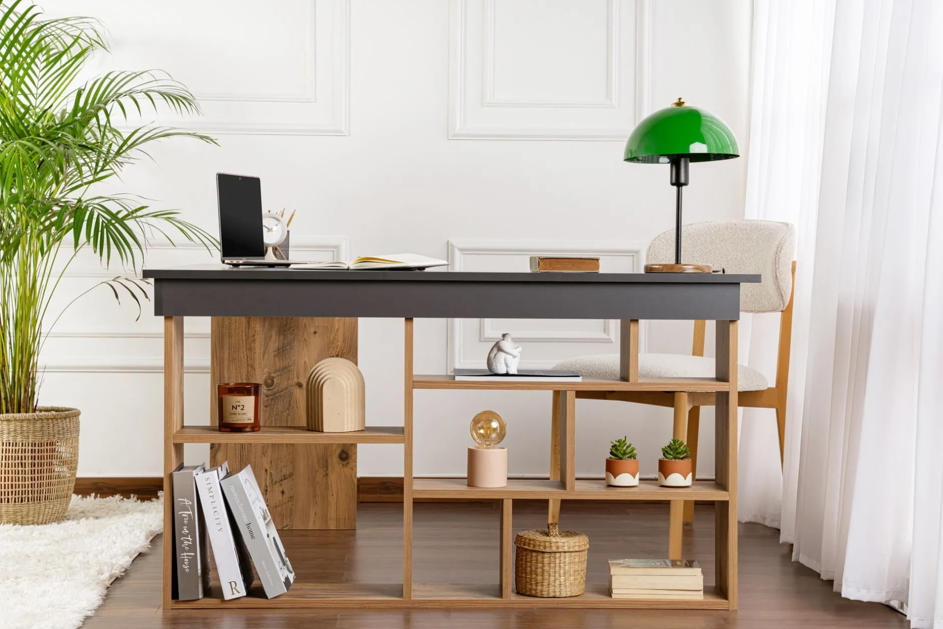 Schreibtisch Vesper - 100% MELAMINE - Anthrazit - 72 x 120 x 130 cm