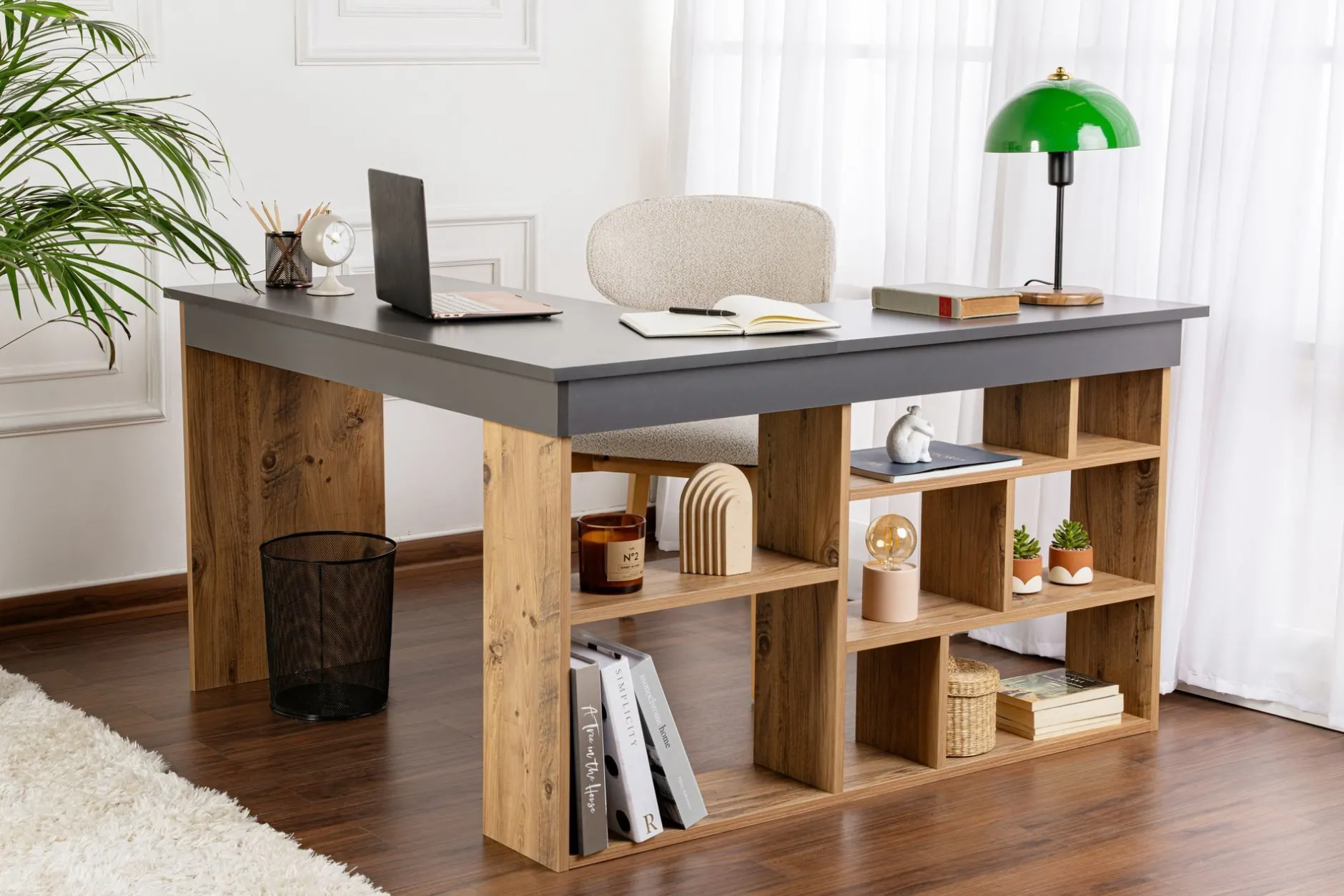 Schreibtisch Vesper - 100% MELAMINE - Anthrazit - 72 x 120 x 130 cm