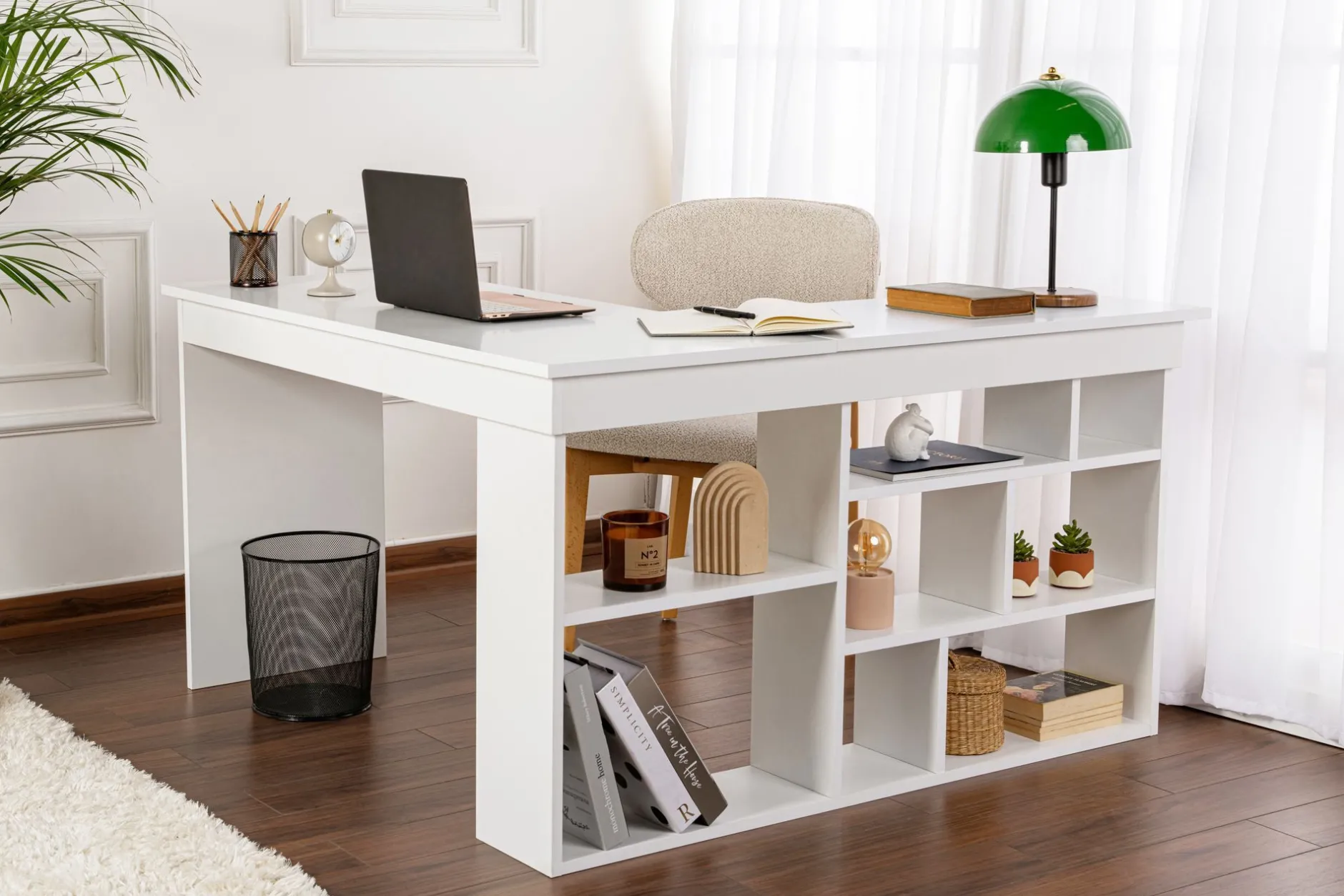 Schreibtisch Vesper - 100% MELAMINE - Naturweiß - 72 x 120 x 130 cm