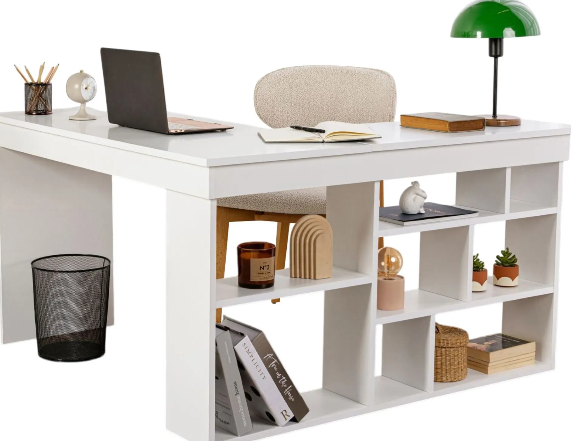 Schreibtisch Vesper - 100% MELAMINE - Naturweiß - 72 x 120 x 130 cm