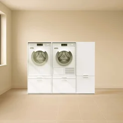 Schränke für Waschküche Linea - 183x67x142cm - 2 Türen und 2 Schubladen - weiß