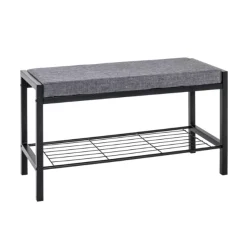 Schuhbank Steven - 80x32x48 cm - PET-Stoff/Schwarz