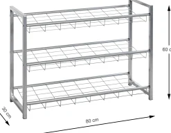 Schuhregal Leonore 80cm, 3 Fachböden - Aluminium