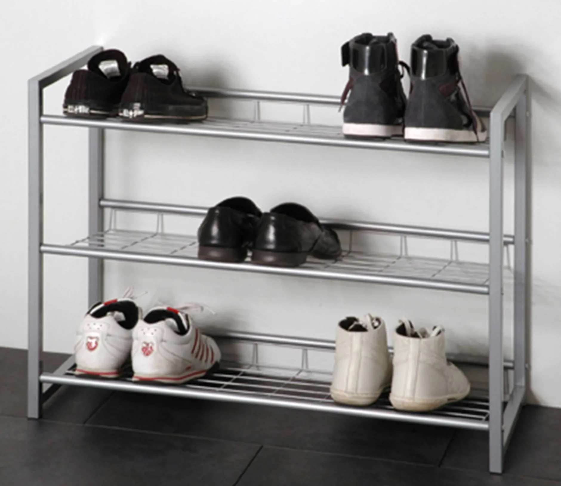 Schuhregal Leonore 80cm, 3 Fachböden - Aluminium