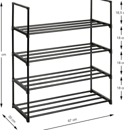 Schuhregal | 65 x 30 x 74 cm | Schwarz