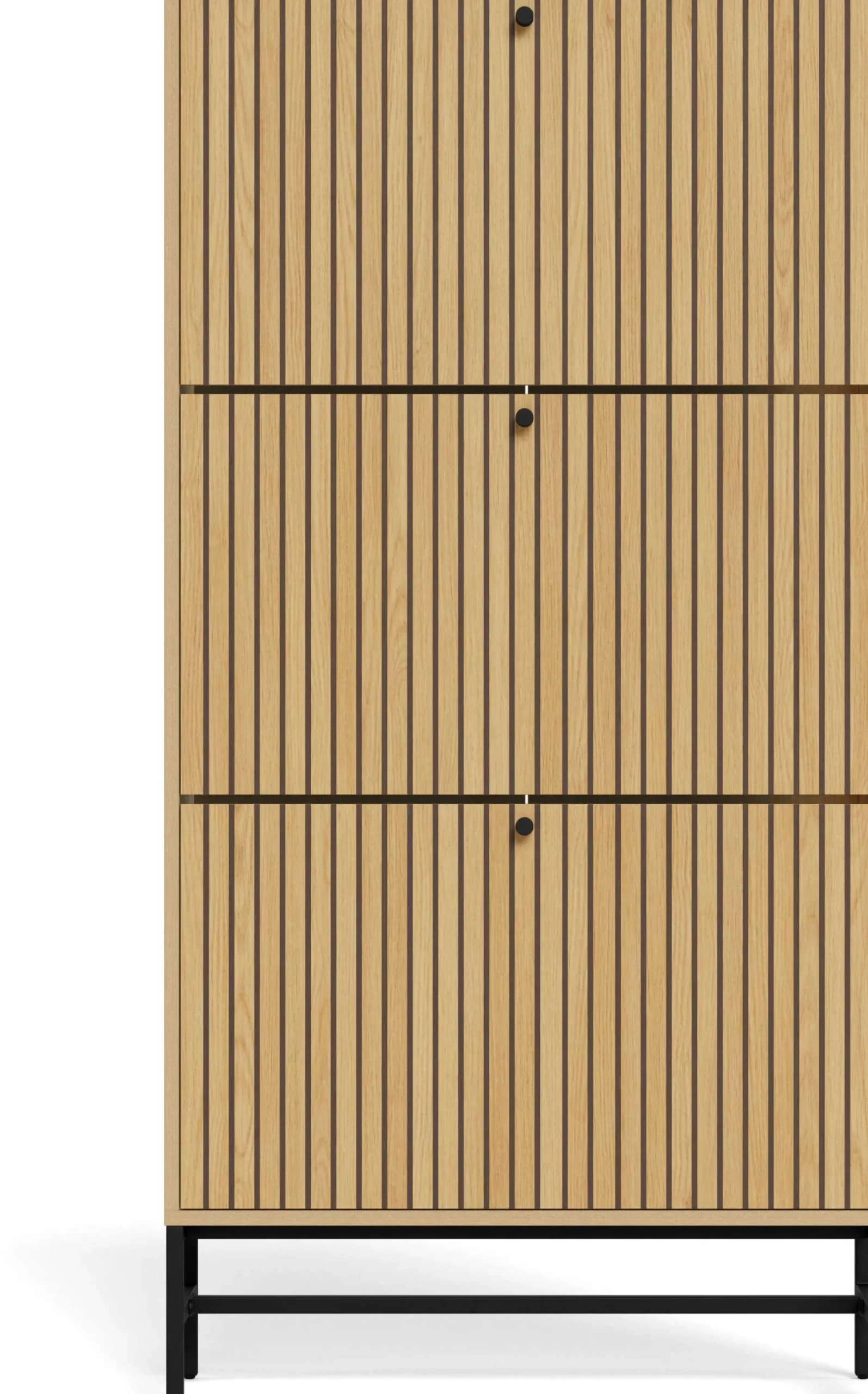 Schuhschrank Albany - 72x25x140cm - 3 Türen - Eiche Dekor