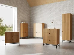 Schuhschrank Albany - 72x25x140cm - 3 Türen - Eiche Dekor