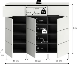 Schuhschrank Canu Xonox - Weiß - 120x94x37 cm