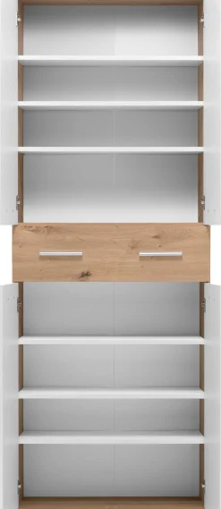 Schuhschrank Jakob 70cm 4 Türen und 1 Schublade - weiß/artisan oak