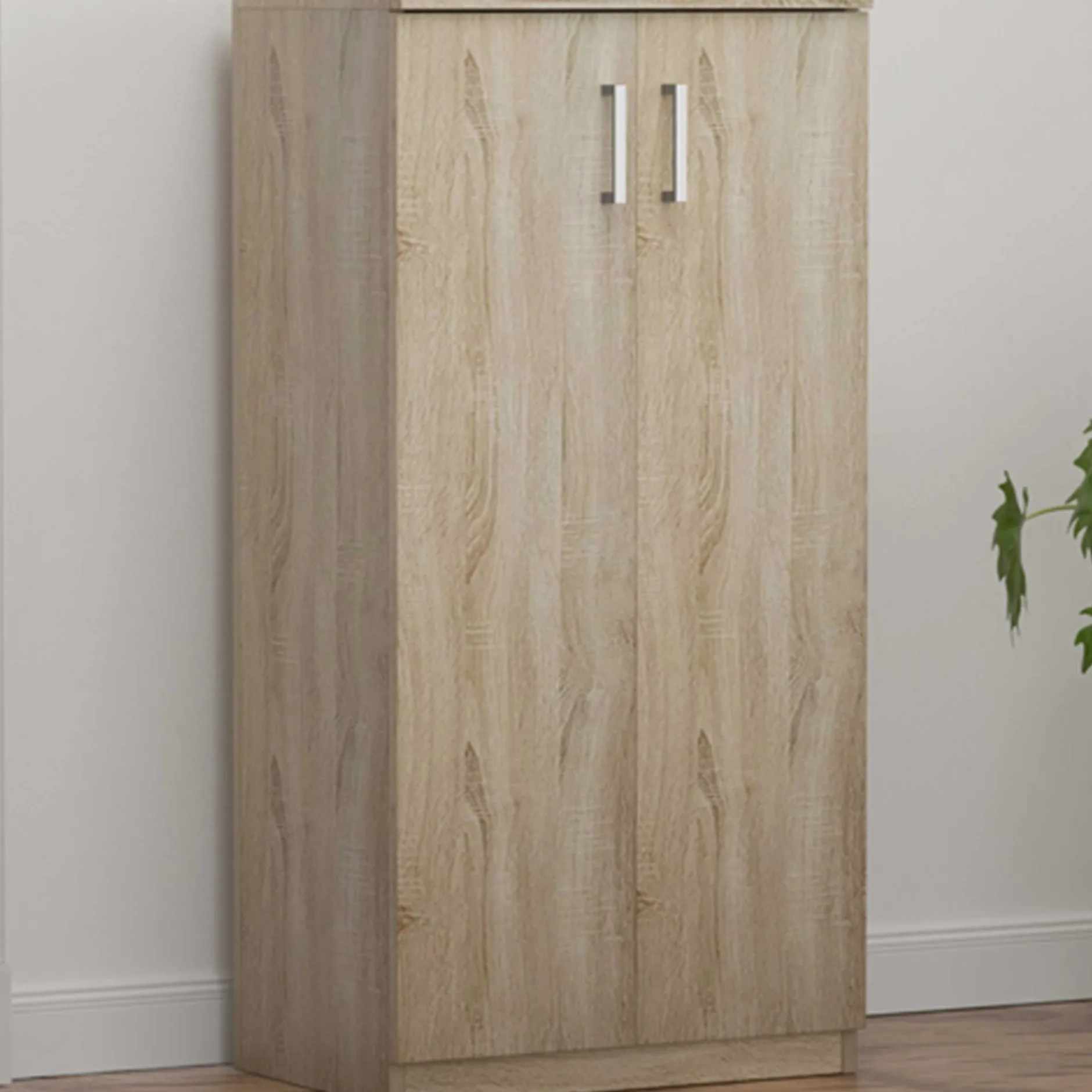 Schuhschrank Maurice - 60x37x122cm - 2 Türen - Eiche Dekor