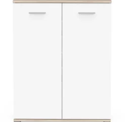 Schuhschrank Ravito - 80x35x102cm - 2 Türen - weiß/Eiche Dekor