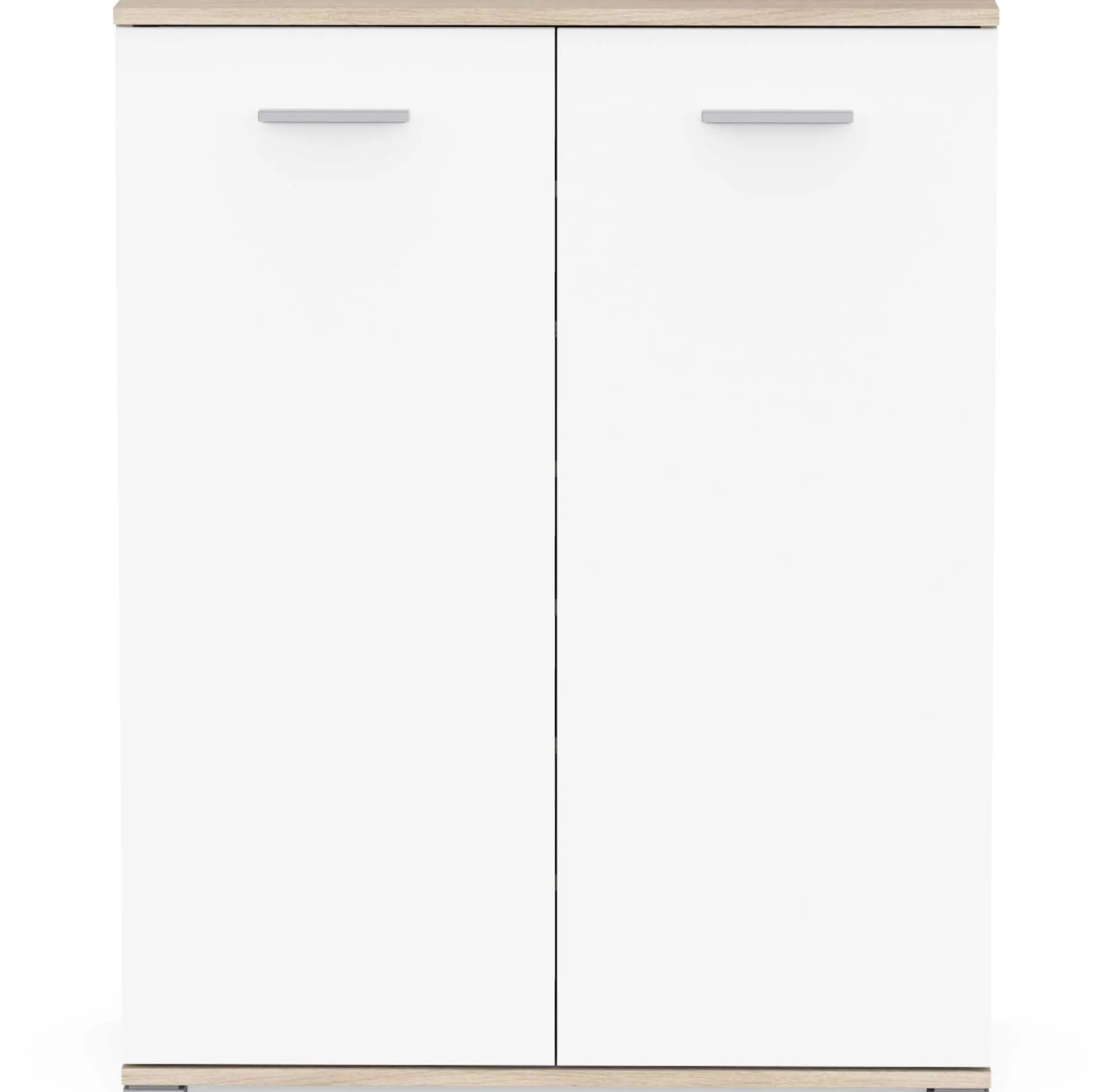 Schuhschrank Ravito - 80x35x102cm - 2 Türen - weiß/Eiche Dekor