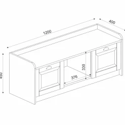 Schuhschrank Rayne - 120x40x45cm - 2 Türen - weiß/Eiche Dekor