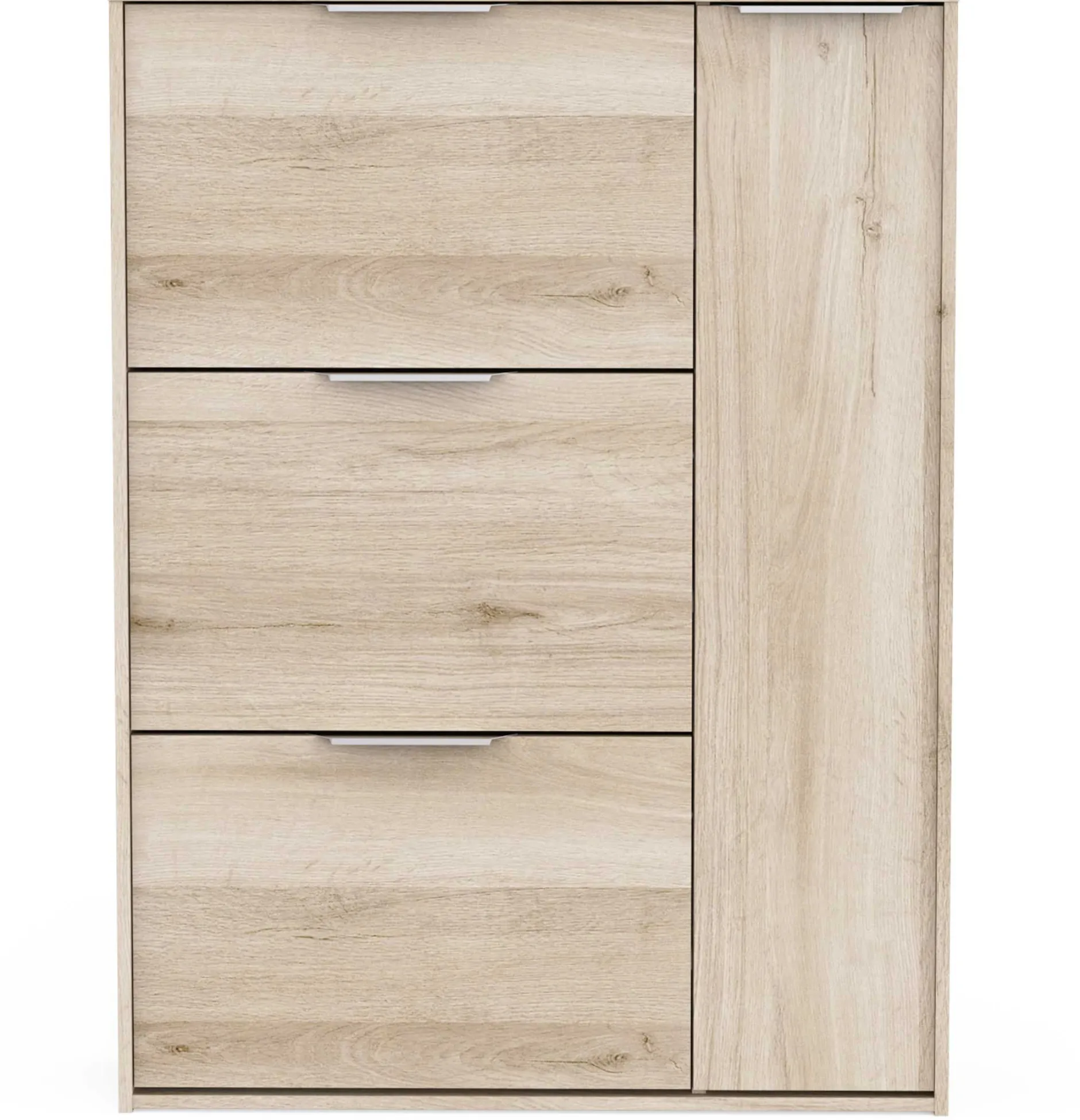 Schuhschrank Spectre - 91x26x123cm - 4 Türen - Eiche Dekor