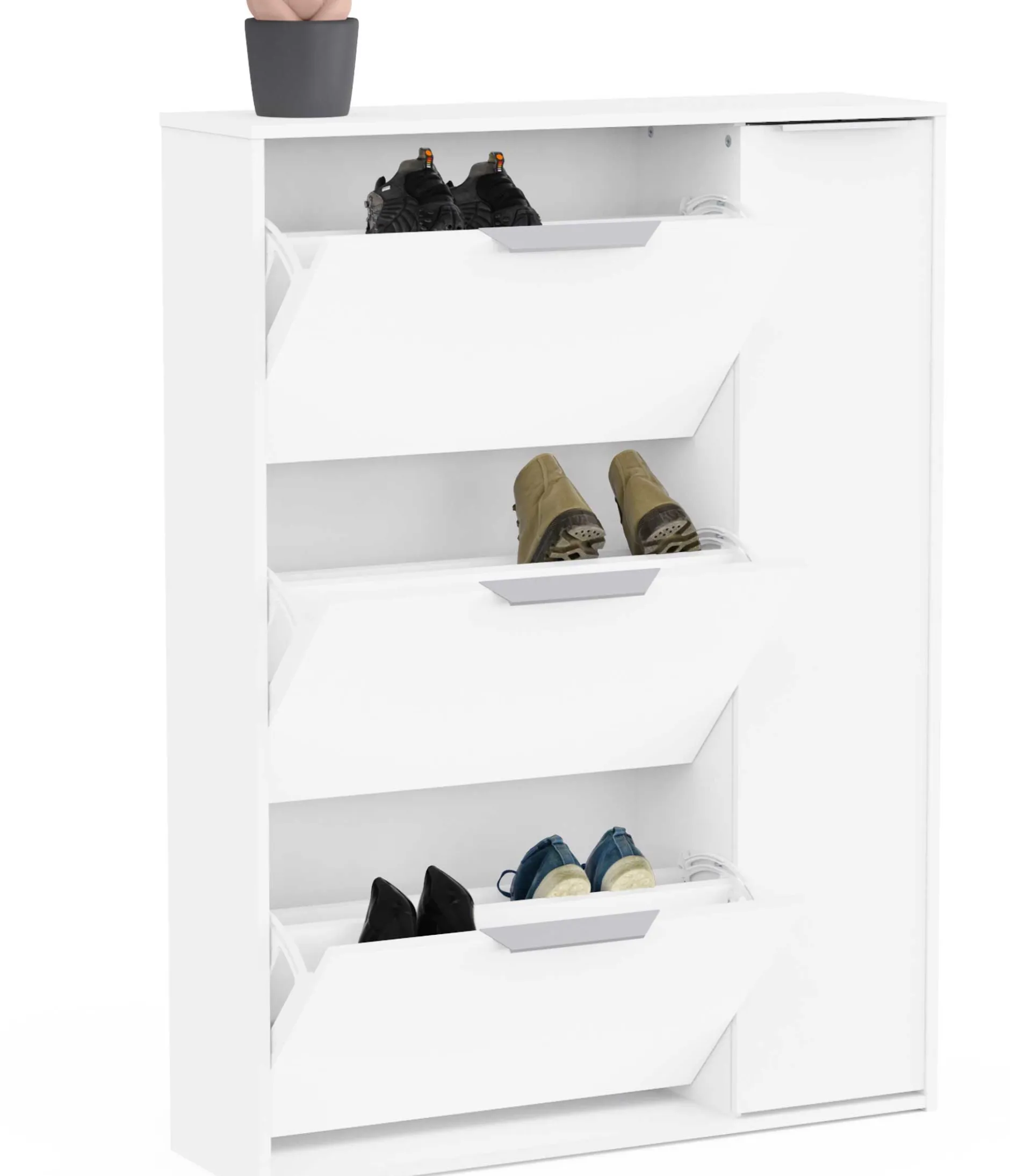 Schuhschrank Spectre - 91x26x123cm - 4 Türen - weiß