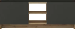 Schuhschrank Verly - 110x33x43cm - 2 Türen - Eiche Dekor/anthrazit