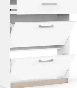 Schuhschrank Watson - 80x29x102cm - 2 Türen und 1 Schublade - weiß