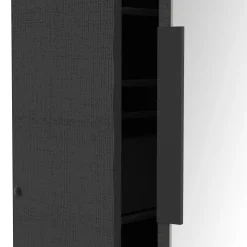 Schuhschrank Zayah - 50x20x180,50 cm - mit Spiegel - schwarz