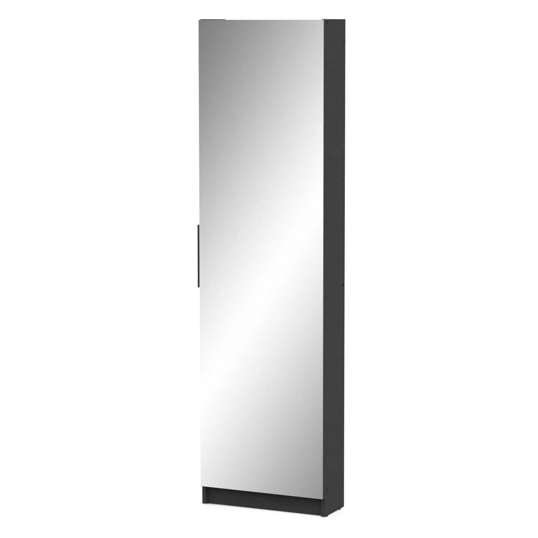 Schuhschrank Zayah - 50x20x180,50 cm - mit Spiegel - schwarz
