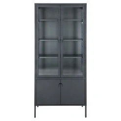 Schwarzer Brisbane Vitrinenschrank - 4 Türen