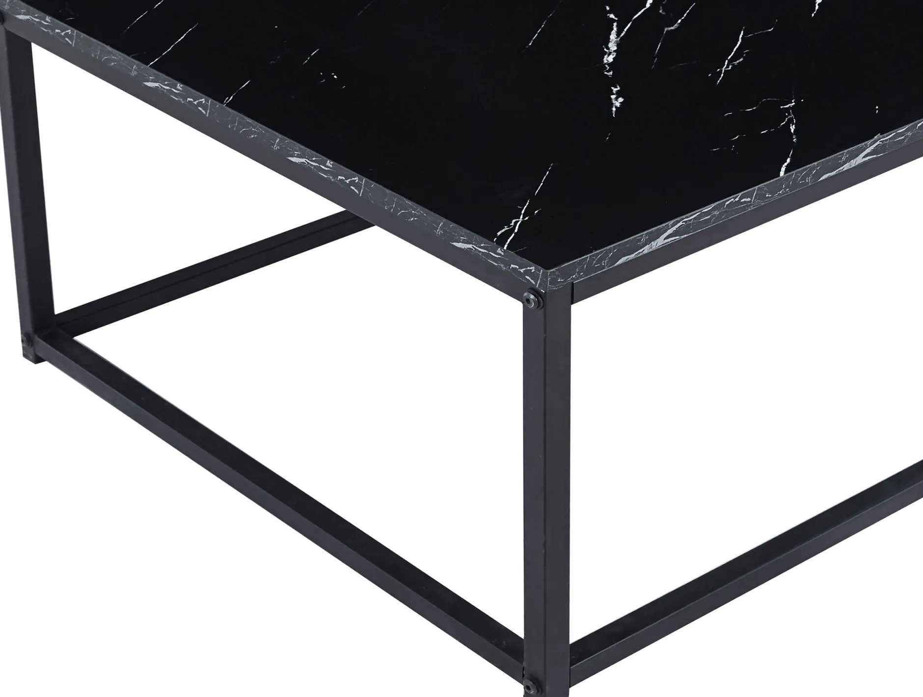 Schwarzes Marmordekor Couchtisch - Dallas | H-H 40 x B-L 120 x T-P 60 cm