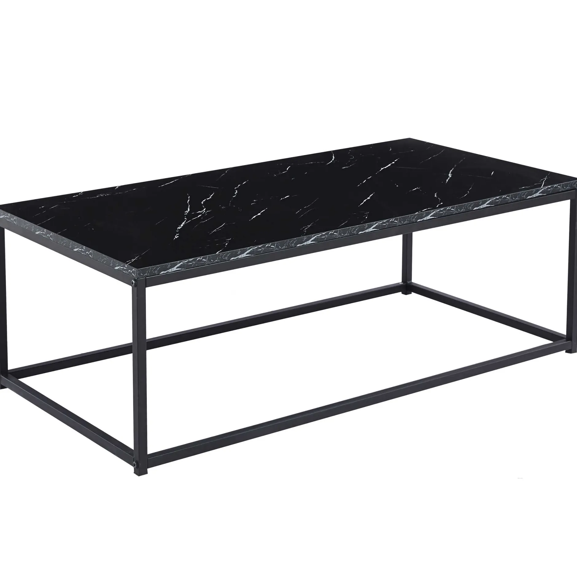Schwarzes Marmordekor Couchtisch - Dallas | H-H 40 x B-L 120 x T-P 60 cm