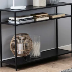 Seaford Rechteckiger Konsolentisch, Melaminharzbeschichtung Esche Schwarz, 100x35x79 cm