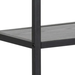 Seaford Rechteckiges Wandregal - Schwarzer Stahlrahmen, Melaminharzböden in Esche - 75x20x91 cm".