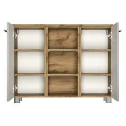 SefaBadezimmer : Spiegelschrank, Waschbeckenschrank, Säulenschrank, Ablageschrank - Eiche/Weiß