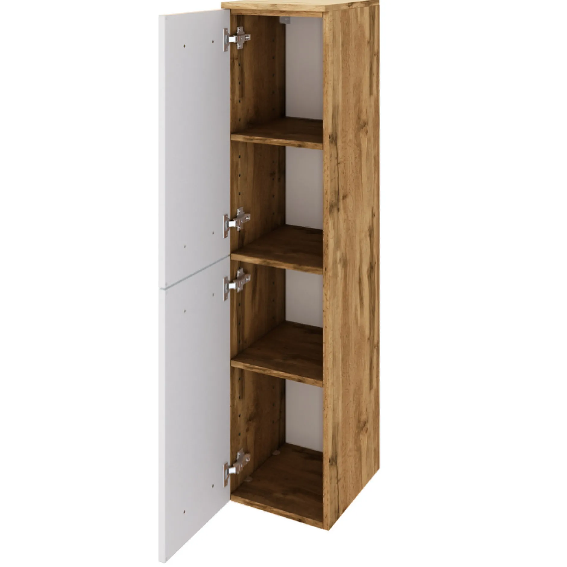 SefaBadezimmer : Spiegelschrank, Waschbeckenschrank, Säulenschrank, Ablageschrank - Eiche/Weiß